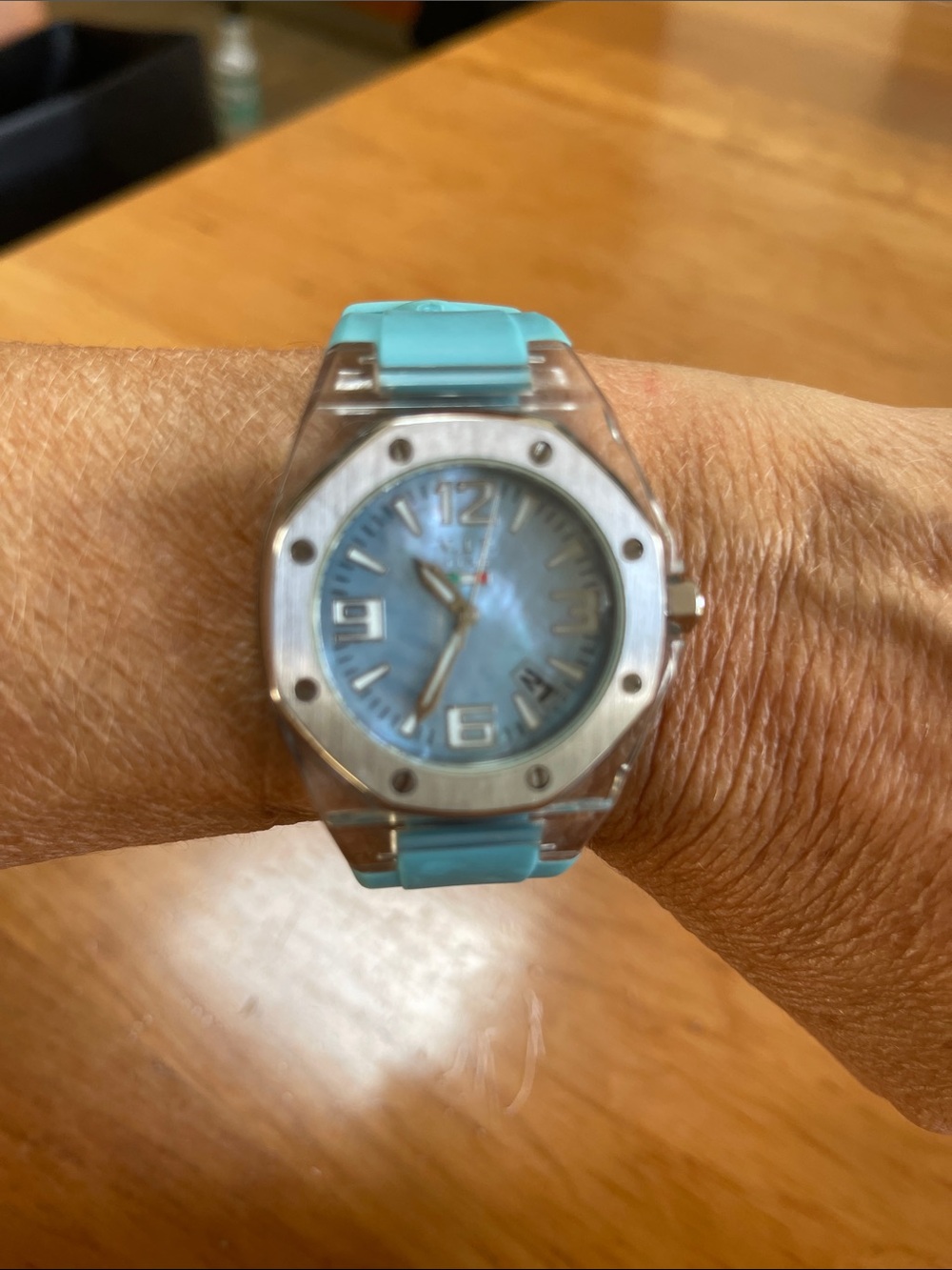 VIP Turquoise Silicone Strap Wristwatch with Silver Bezel